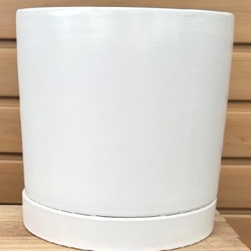 ROMEY PLANTER & SAUCER, WHITE - 7"
