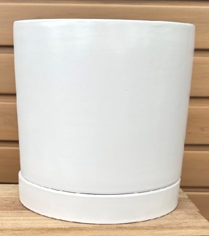 ROMEY PLANTER & SAUCER, WHITE - 7"