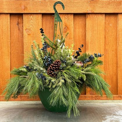 Evergreen Hanging Basket, Natural- 12″ Basket