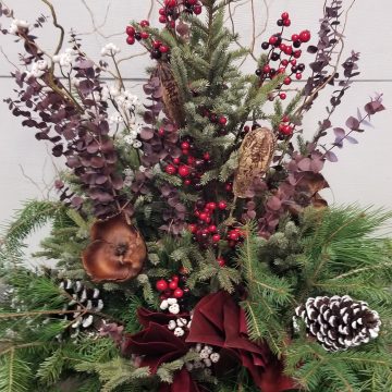 Deluxe Evergreen Pot, Forest Bounty- 13″ Pot